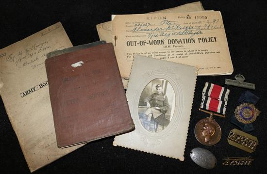 4 medals incl. WWI and Police to Mackenzie and dog tags and badges, photographs etc. (A.S.H)